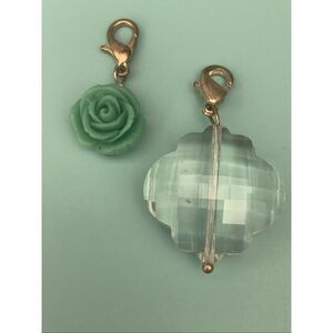 Origami Owl Green Rose and Clear Crystal Charm #flowers #origami owl